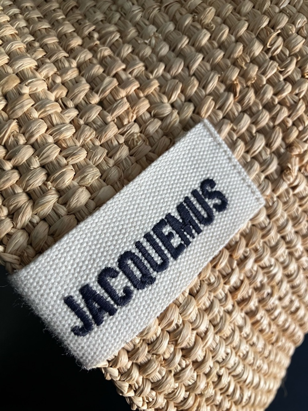 Jacquemus Beige Straw Hat with Black Logo Tag - Picture 3 of 9
